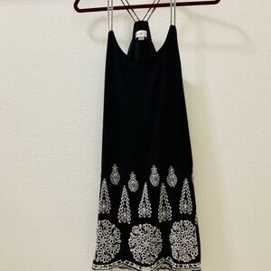 Black Eyelet Embroidered Mini Shift Dress